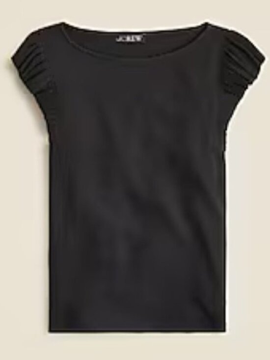 Tops - Black Ribbed Ruffle Sleeve Top